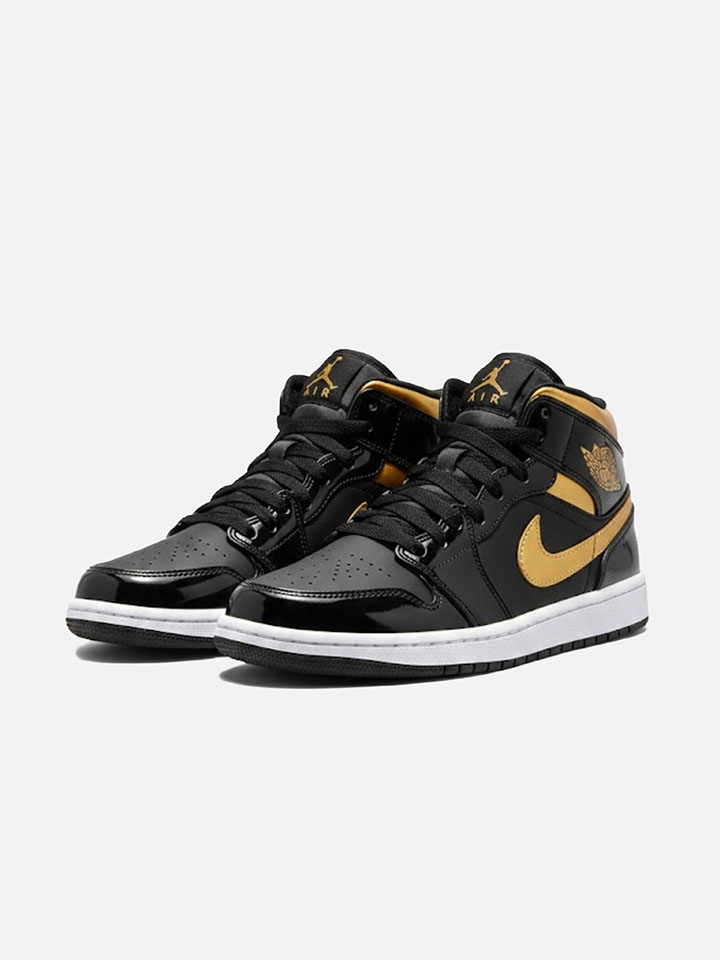 NIKE AIR JORDAN 1 MID BLACK METALLIC GOLD