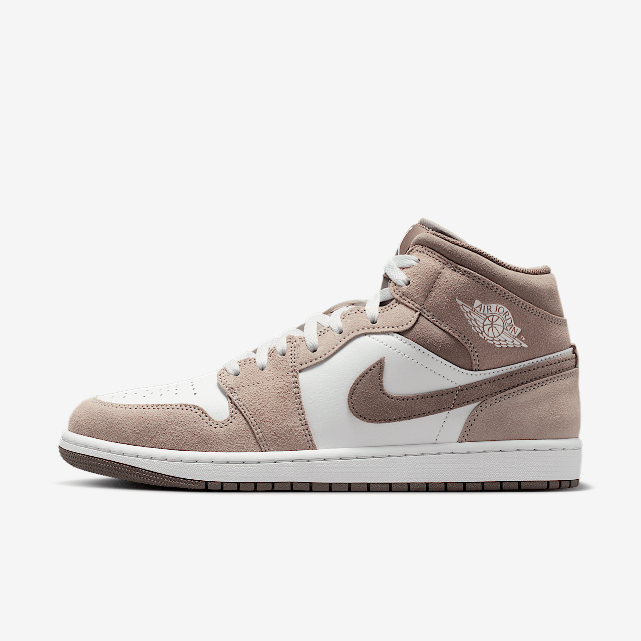 NIKE AIR JORDAN 1 MID HOMBRE PIEDRA ENIGMA/BLANCO CUMBRE/GRIS OLIVA