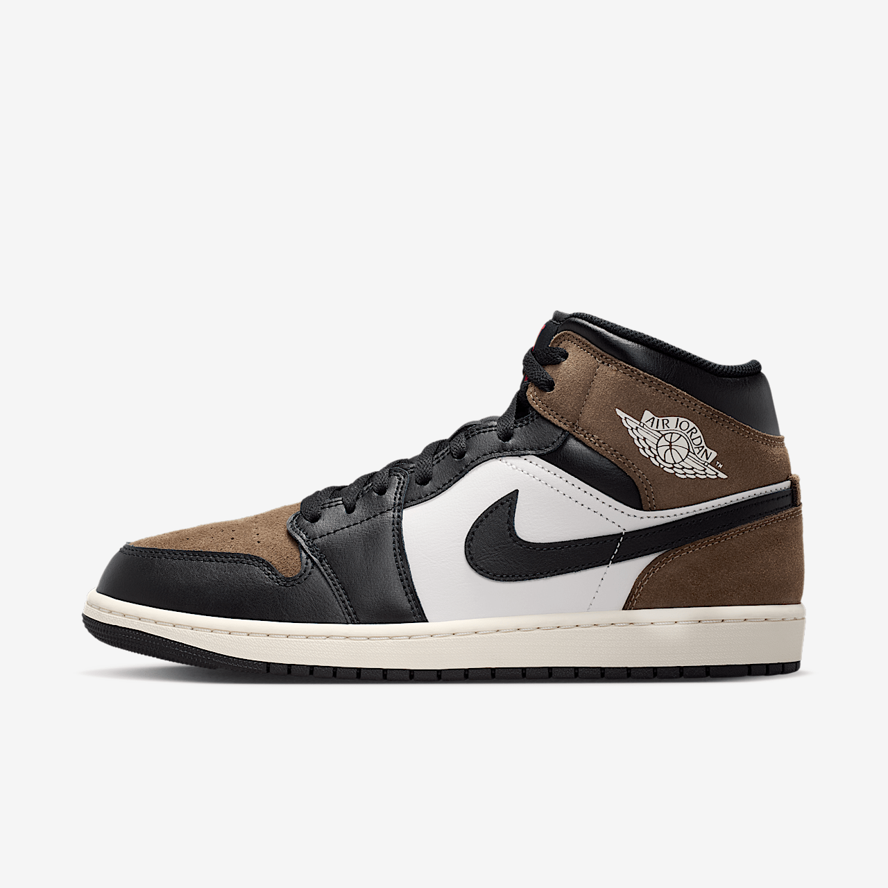 NIKE AIR JORDAN 1 MID HOMBRE NEGRO/PALOMINO/ROJO UNIVERSITARIO/FANTASMA