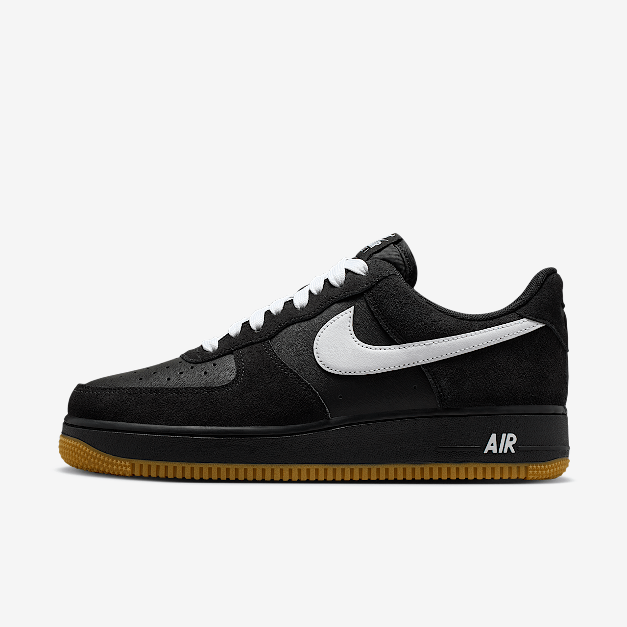 NIKE AIR FORCE 1 07 LV8 HOMBRE BLACK GUM LIGHT BROWN WHITE