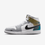 NIKE AIR JORDAN 1 MID SE HOMBRE MULTI-COLOR WHITE WOLF GREY